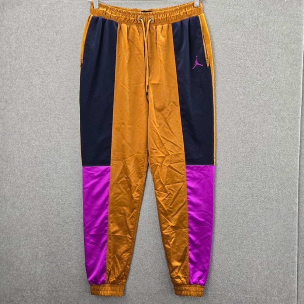 Air Jordan Men Activewear Pants Medium Orange Colorblock Jogger Flight Colorful
